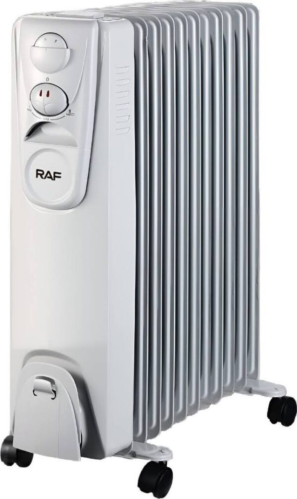 RAF Oil-Filled Radiator Space Heater, Radiant, Electric, Never Refill, Adjustable Thermostat, Tip-Over Switch & Overheat Protection System, Ideal for Home, Bedroom, & Office | R.1131B | 2900W