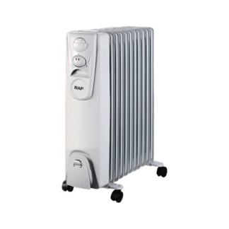 RAF Oil-Filled Radiator Space Heater, Radiant, Electric, Never Refill, Adjustable Thermostat, Tip-Over Switch & Overheat Protection System, Ideal for Home, Bedroom, & Office | R.1131P | 2000W
