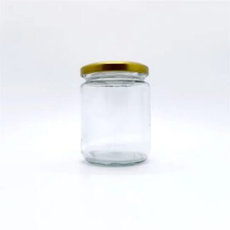Clear Glass Jar with Metal Tin Cap 350ml