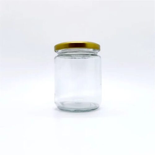 Clear Glass Jar with Metal Tin Cap 350ml