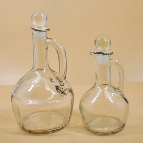 Glass Oil Vinegar Condiment Bottle with Handle & Stopper 350 ml