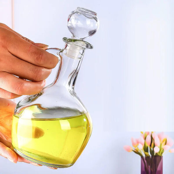 Glass Oil Vinegar Condiment Bottle with Handle & Stopper 250 ml