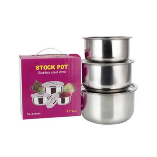 Fresh Box | 3-Piece Stainless Steel Pots – Multi-Purpose Stock & Storage Set