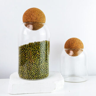 Luxury Glass Jar with Ball Cork Lid – Ideal for Storage & Display I 1200ml