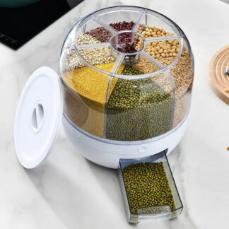 360° Rotating Food Dispenser – Moisture-Resistant Grain Storage with Lid (Large) | 27 x 27 cm | 10 kg