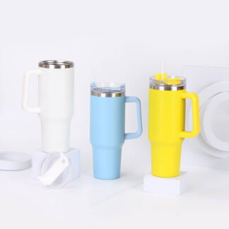 Heavy-Duty Stanley-Inspired Travel Mug | Double Wall Stainless Steel Tumbler with Lid & Straw