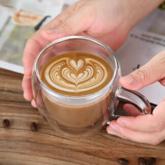 Grande Double Wall Glass Coffee Mug | 250ml Insulated Borosilicate Cup with Handle