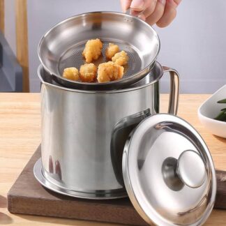 Stainless Steel Kitchen Oil Filter Pot With Tray