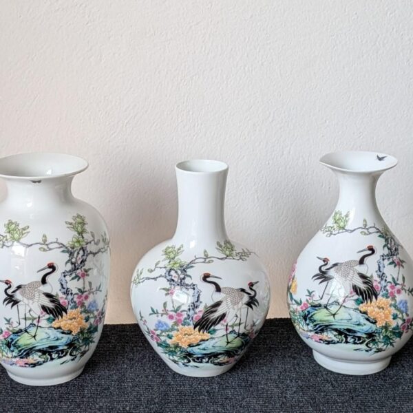 Floral Essence / Ceramic Vase 10" | Crane Pair | 1 Pc