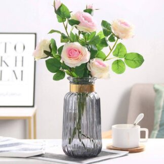 Floral Essence / Glass Vase Ribbed Retro