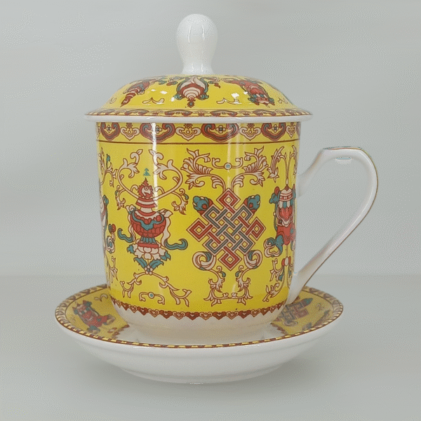 Tibetan Roots | Tea Cup with Lid & Plate