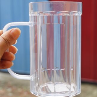 Unbreakable Beer Mug | Classic Clear Polystyrene Drinkware with Handle | 1 Pc