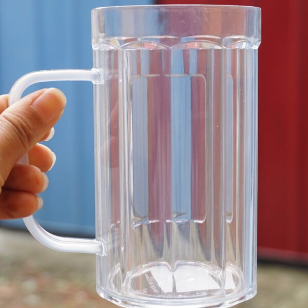 Unbreakable Beer Mug | Classic Clear Polystyrene Drinkware with Handle | 1 Pc