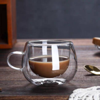 Zen Double Wall Glass Coffee Mug | 250ml Insulated Borosilicate Cup with Handle