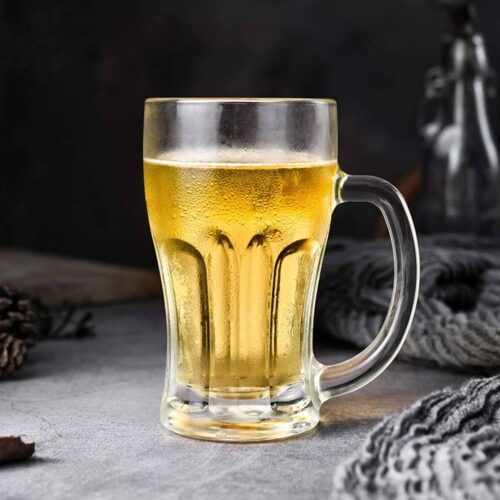 Unbreakable Beer Mug | Clear Polystyrene Drinkware with Handle | 1 Pc