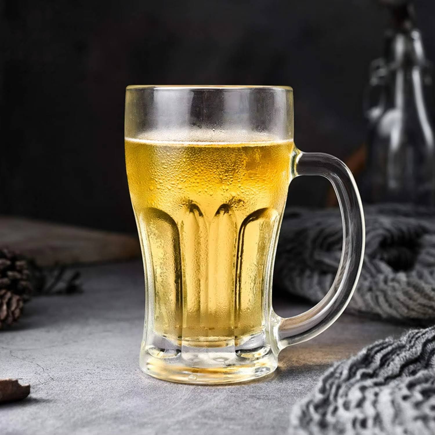 Unbreakable Beer Mug | Clear Polystyrene Drinkware with Handle | 1 Pc