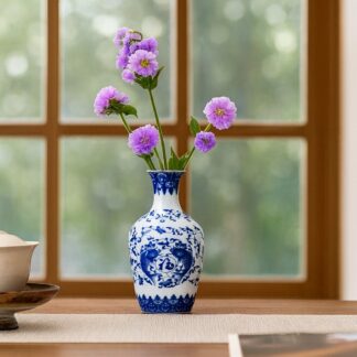 Floral Essence / Ceramic Vase 6" Blue And White | 1 Pc