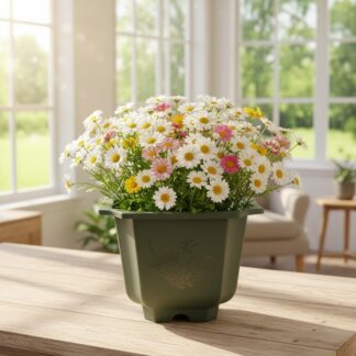 Poly Garden / Plastic Flower Pot Green -3836-C (23.5x18.5 cm)