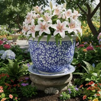 Poly Garden / Ceramic Flower Pot (White) #2 (Diameter of mouth: 16", Height: 12")