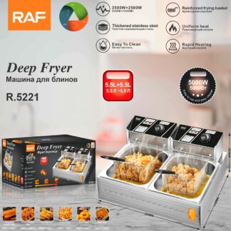 RAF R.5221 | Commercial Dual Basket Deep Fryer – 5.5 L + 5.5 L Stainless Steel Electric Fryer