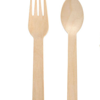 Biodegrable Wooden Disposable Cutlery Spoon & Fork | Pack of 100