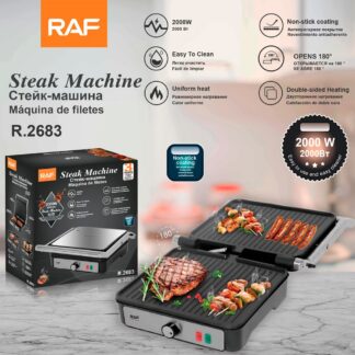 RAF R.2683 | Contact Grill 2000W New Upgrade Steak Machine – Double-Sided Electric Grill with Non-Stick Coating