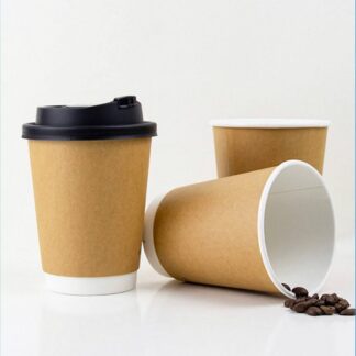 Double Wall Disposable Craft Paper Coffee Cup With Lid
