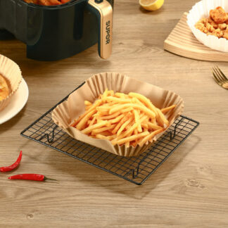 Air Fryer Paper Liners | No-Stick | Grease-Proof, Disposable Baking Sheets | 50 Pcs | Square