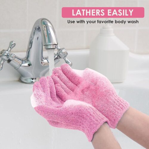 Double Sided Bath Body Scrubber Glove Viscose Finger Exfoliating Mitt