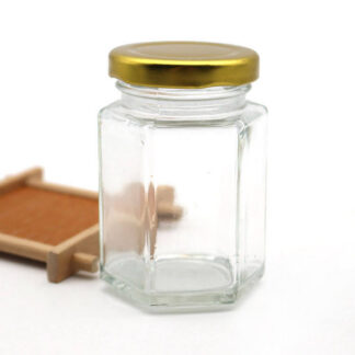 Hexagonal Glass Jar with Metal Lid | 280 ml