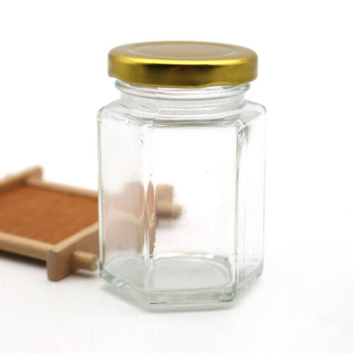 Hexagonal Glass Jar with Metal Lid | 280 ml