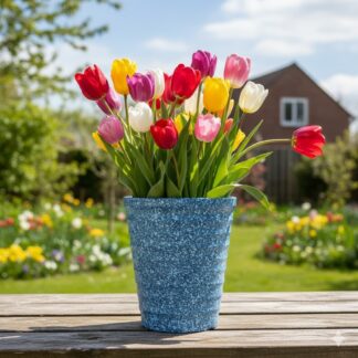 Poly Garden / Tall Plastic Flower Pot Stone Painted | PFP-1701 : 25 cm Diameter X 30 cm Height