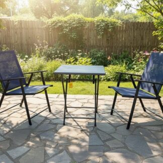 Declan Folding Bistro Garden Furniture Set | Square | White (3 Pcs Set)