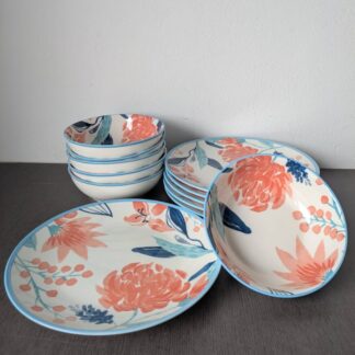 Danny Home 24 Pcs Ceramic Dinner Set – Floral Elegance Collection