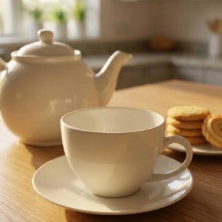 Cappuccino Coffee Ceramic Cup and Plate Set White | Pack of 6 | CS0092